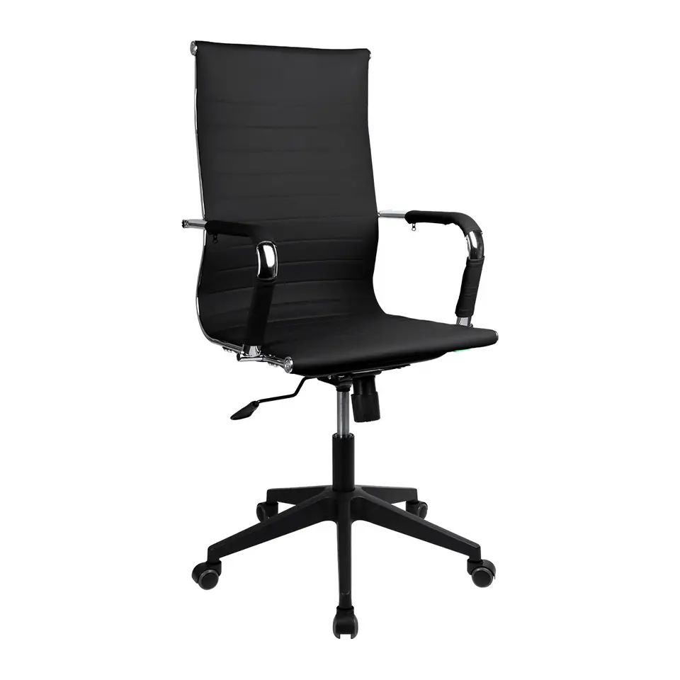 Cadeira de Escritório Vinik Sirius Preta, Couro Sintético, Estrutura Cromada, Ajuste de Altura, Suporta até 120kg - COSSP01