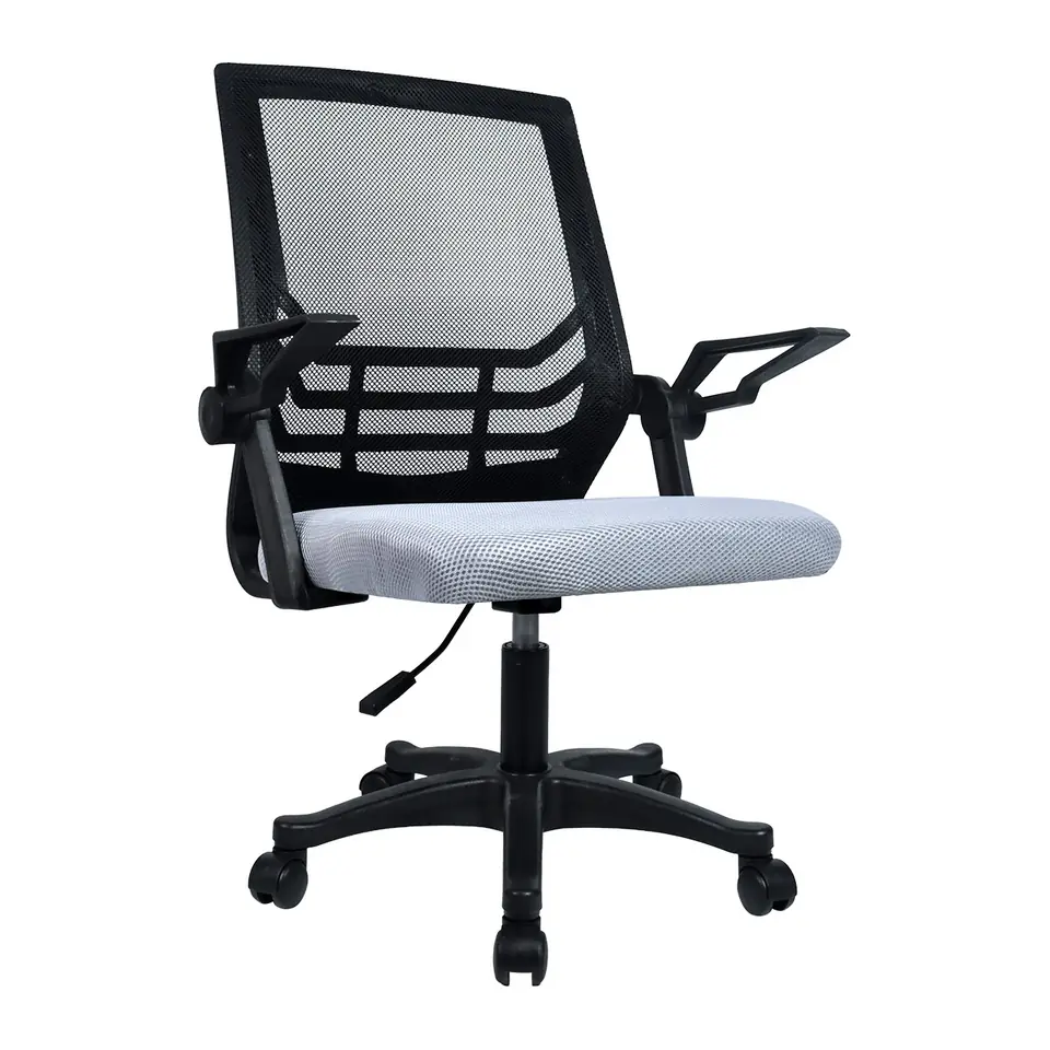 Cadeira de Escritório Vinik LC1 Preta/Cinza, Encosto Mesh, Braço Ajustável, Ajuste de Altura, Suporta até 120kg - LC1