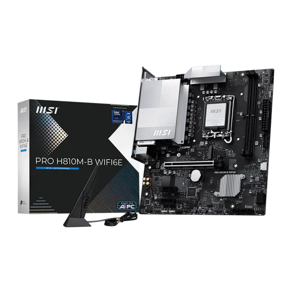 Placa Mãe MSI PRO H810M-B WIFI6E (LGA 1851/Intel H810/DDR5/M.2/Wi-Fi 6E/Bluetooth 5.3)