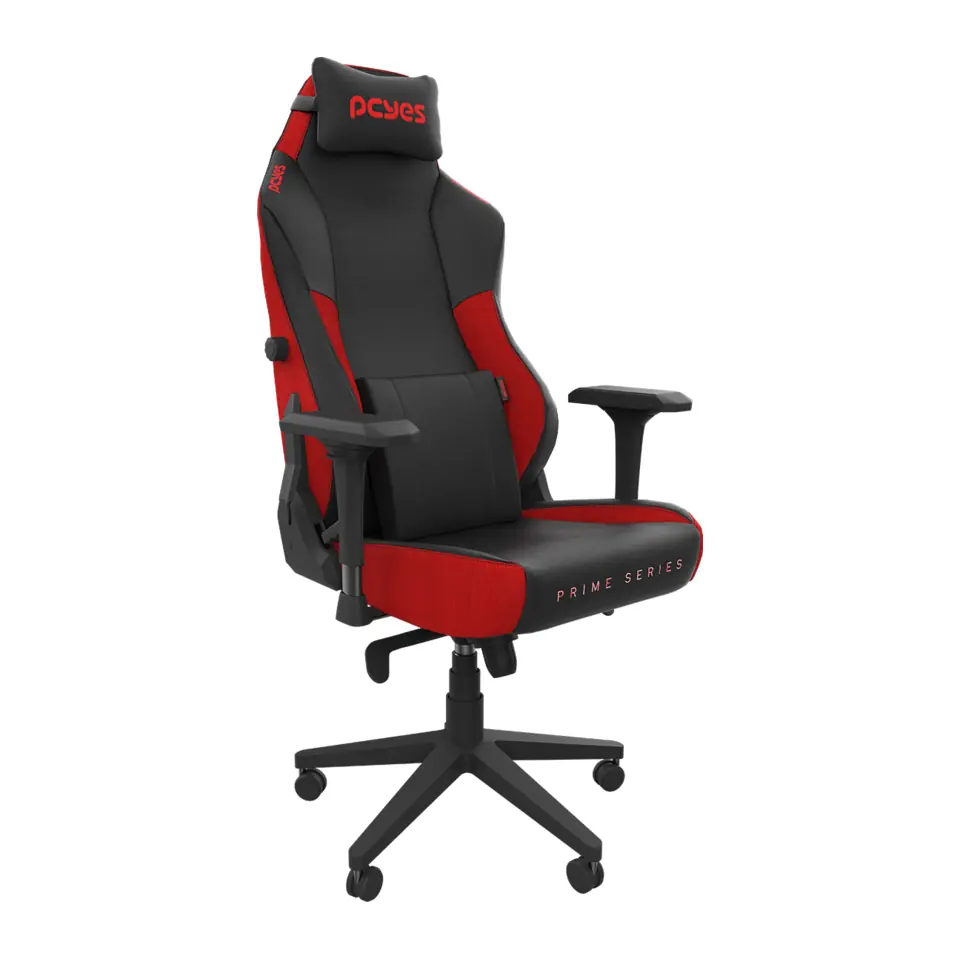 Cadeira Gamer PCYES Prime Red Magma, Reclinável 135 Graus, Braço 4D, Tecido Linho, Almofada Lombar, Suporta até 150kg - PCGP-RD