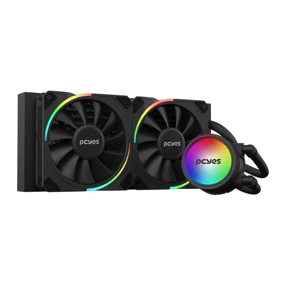 WaterCooler PCYES Sangue Frio 3 Black Vulcan, ARGB, 240mm, Intel/AMD, TDP 250W, Preto - ARGBSF3240BR