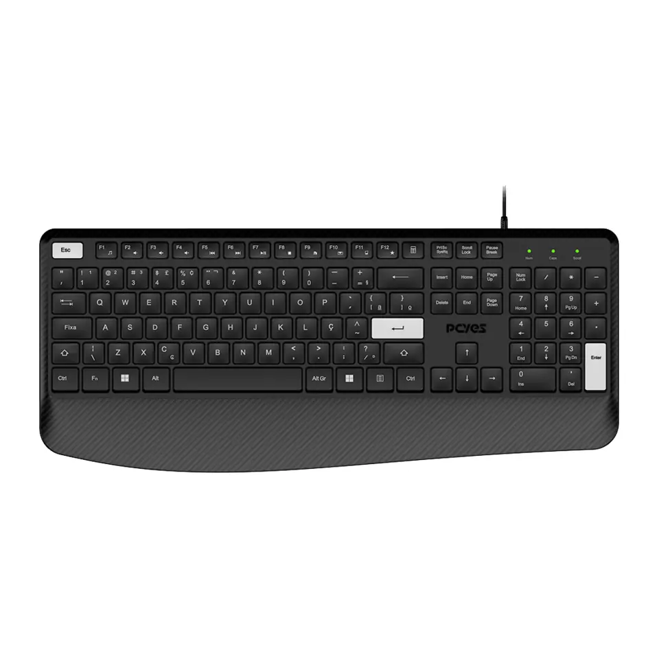 Teclado PCYES Extra, USB, ABNT2, 109 Teclas, Resistente a Respingos, Preto - PTEXP