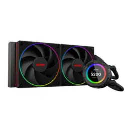 WaterCooler PCYES Vision Black Vulcan, ARGB, 240mm, Intel/AMD, TDP 250W, Tela LCD 2,1", Preto - VS240BV