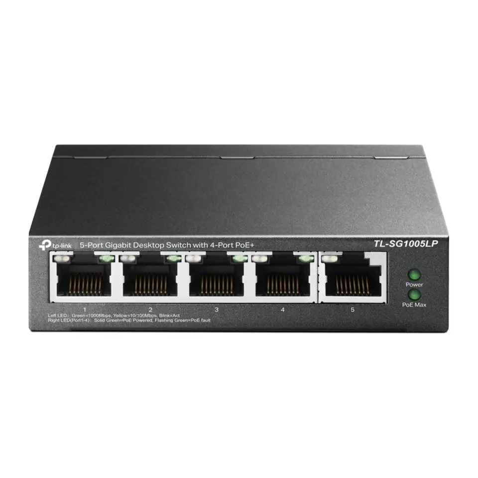 Switch TP-Link Omada TL-SG1005LP 5 Portas Gigabit com 4 Portas PoE+ 40W de Mesa - TL-SG1005LP