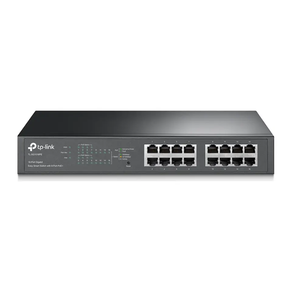 Switch TP-Link Omada TL-SG1016PE Easy Smart 16 Portas Gigabit com 8 Portas PoE+ 150W Rack - TL-SG1016PE