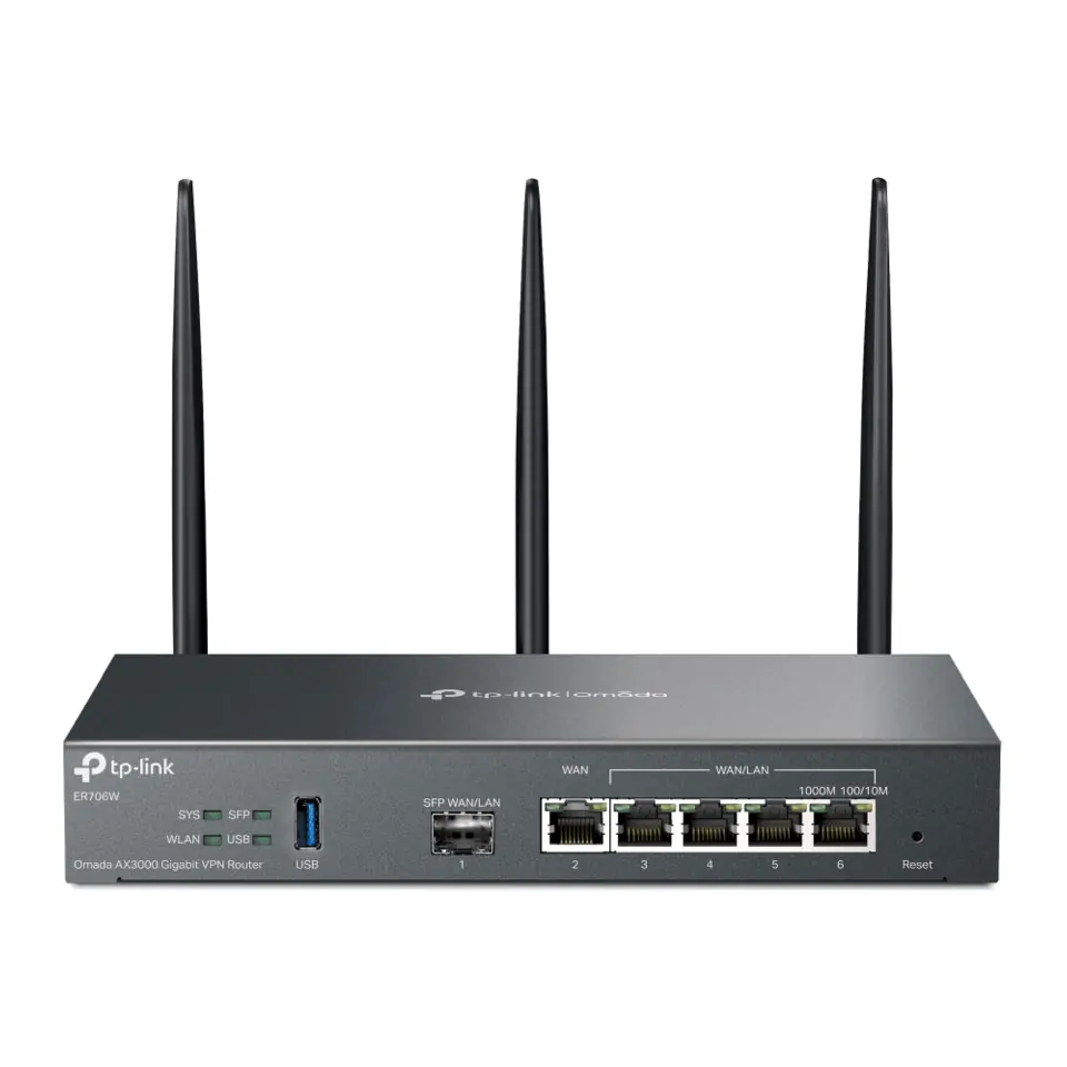 Roteador VPN TP-Link Omada ER706W Wi-Fi 6 AX3000 Dual Band Gigabit Multi-WAN SFP - ER706W