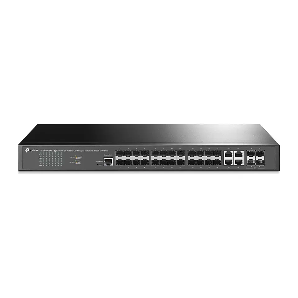 Switch TP-Link Omada TL-SG3428XF 28 Portas 20 SFP Gigabit 4 Combo e 4 SFP+ 10G Gerenciável L2+ - TL-SG3428XF