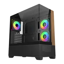 Gabinete Cooler Master Elite 690 Wood, Mid Tower, ATX, Vidro Panorâmico, 3 Fans ARGB 120mm, Preto - E690-KHNN-S00