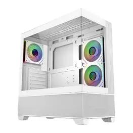 Gabinete Cooler Master Elite 690 Wood, Mid Tower, ATX, Vidro Panorâmico, 3 Fans ARGB 120mm, Branco - E690-WHNN-S00