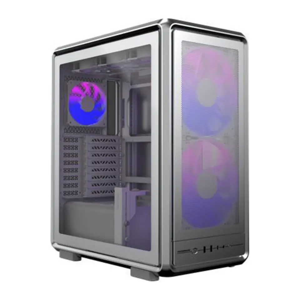 Gabinete Cooler Master MasterFrame 500 Mesh, Mid Tower, E-ATX, 2 Painéis de Vidro Temperado, 2 Fans ARGB 200mm + 1 Fan ARGB 120mm, Prata - MF500M-SHNN-S01