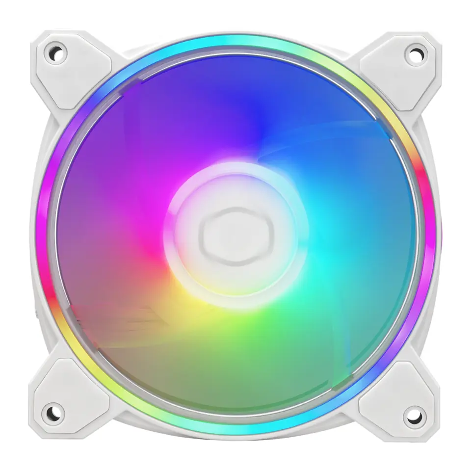 Fan Cooler Master MasterFan MF120 Halo 2 120mm, ARGB, 2050RPM, 51.88CFM, 27dBA, Rolamento Rifle, Branco - MFL-B2DW-21NP2-R2