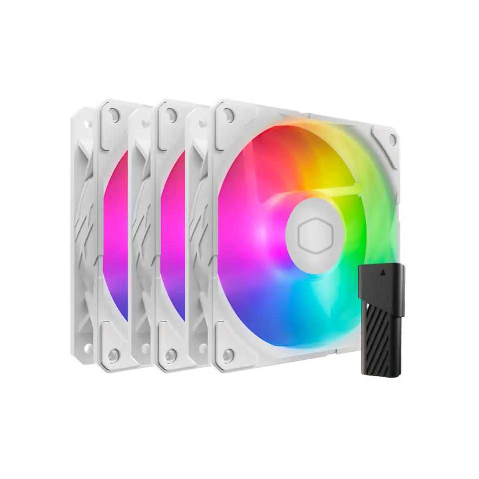 Kit com 3 Fans Cooler Master SickleFlow Edge 120 ARGB 120mm, ARGB, 2500RPM, Branco - MFX-B2DW-253P2-R2
