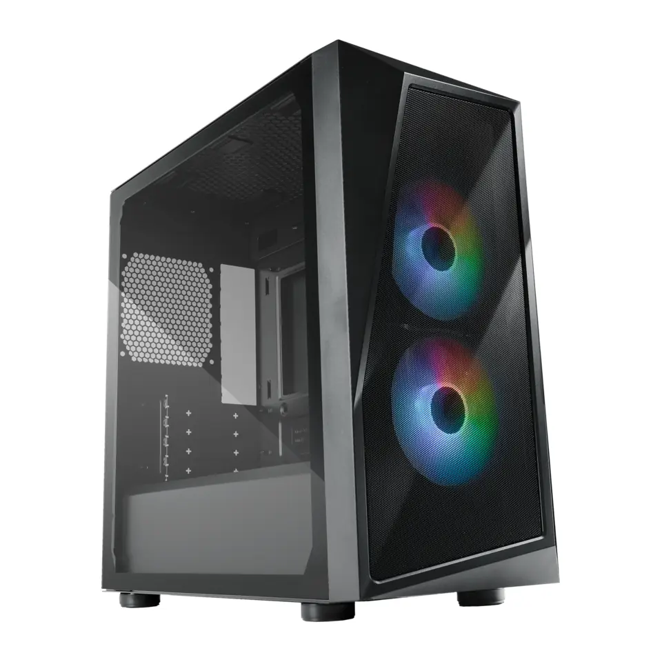 Gabinete Cooler Master CMP 320, Mini Tower, Micro-ATX, Lateral em Vidro Temperado, 2 Fans ARGB 120mm, Preto - CP320-KGNN-S00