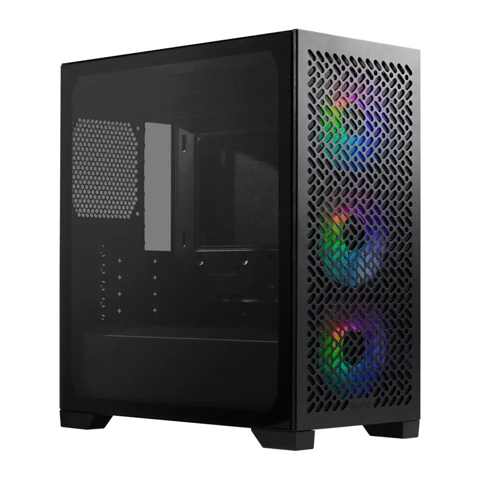 Gabinete Cooler Master Elite 302, Mini Tower, Micro-ATX, Lateral em Vidro Temperado, 3 Fans ARGB 120mm, Preto - E302-KGNN-S00