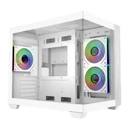 Gabinete Cooler Master Elite 481 Wood, Mini Tower, Micro-ATX, Vidro Panorâmico, 3 Fans ARGB 120mm, Branco - E481-WHNN-S00