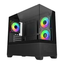 Gabinete Cooler Master Elite 490, Mini Tower, Micro-ATX, Vidro Panorâmico, 3 Fans ARGB 120mm, Preto - E490-KHNN-S00