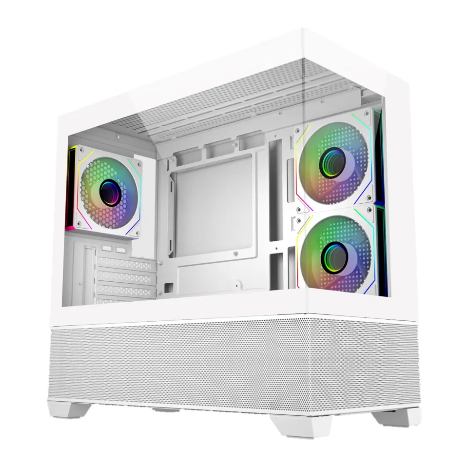 Gabinete Cooler Master Elite 490, Mini Tower, Micro-ATX, Vidro Panorâmico, 3 Fans ARGB 120mm, Branco - E490-WHNN-S00
