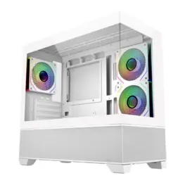 Gabinete Cooler Master Elite 490, Mini Tower, Micro-ATX, Vidro Panorâmico, 3 Fans ARGB 120mm, Branco - E490-WHNN-S00
