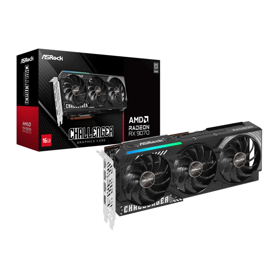Placa de Vídeo ASRock AMD Radeon RX 9070 Challenger 16GB - 16GB GDDR6, PCI-E 5.0 x16, 256 bits, DirectX 12 Ultimate