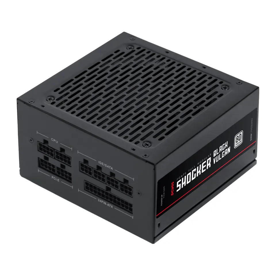 Fonte PCYES 500W Shocker Black Vulcan, Full Modular, ATX, 80 PLUS Standard, PFC Ativo, Preta - FM500WBV