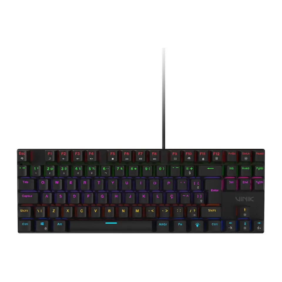 Teclado Mecânico Gamer Vinik Anihi TKL 75% Rainbow Switch Blue USB, Preto