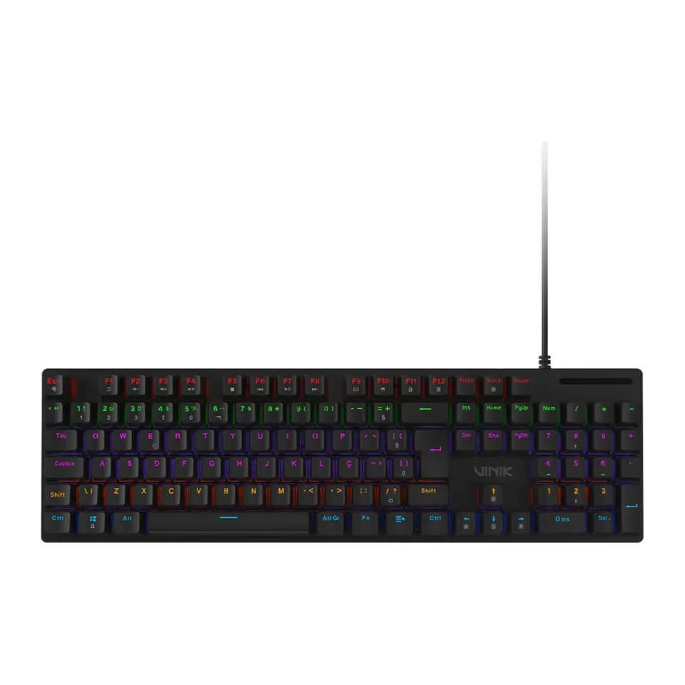 Teclado Mecânico Gamer Vinik Anihi Full Rainbow Switch Blue USB, Preto