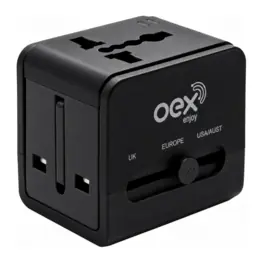 Conversor de Tomadas Universal Bivolt, Entrada USB e Tipo-C 20W, Protetor Contra Picos, Preto - OEX CP101